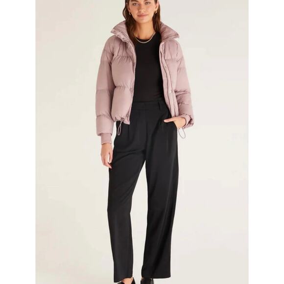 Z Supply Parker Puffer Cropped Jacket Mauve Purple Medium Pink Coat Winter - Picture 3 of 13